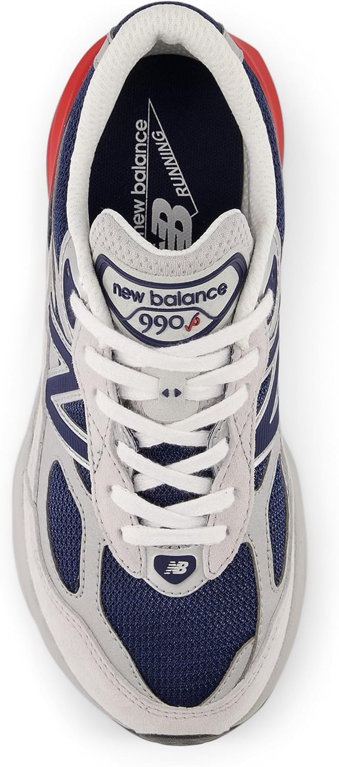 Детские кроссовки New Balance 990 V6 на шнуровке, серый — фото 4