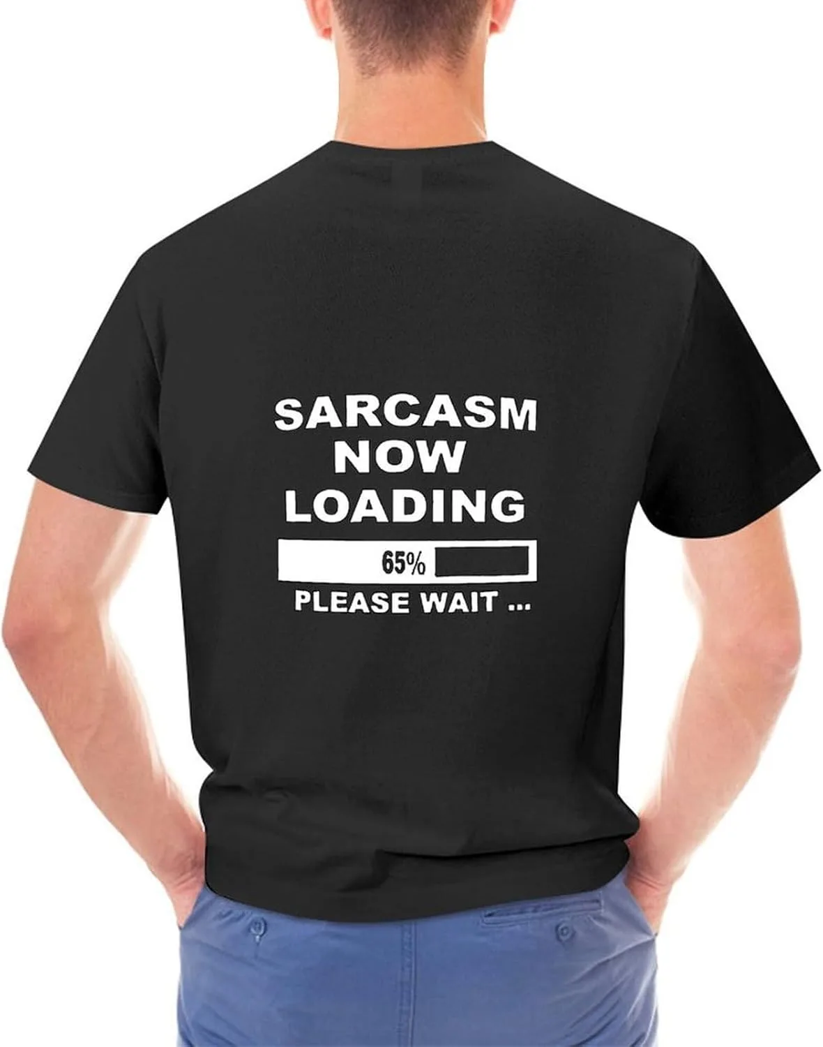 Футболка Funny Sarcasm Loading Casual, мягкая, дышащая, стильная, для фитнеса, трендовая, для мужчин Generic, черный