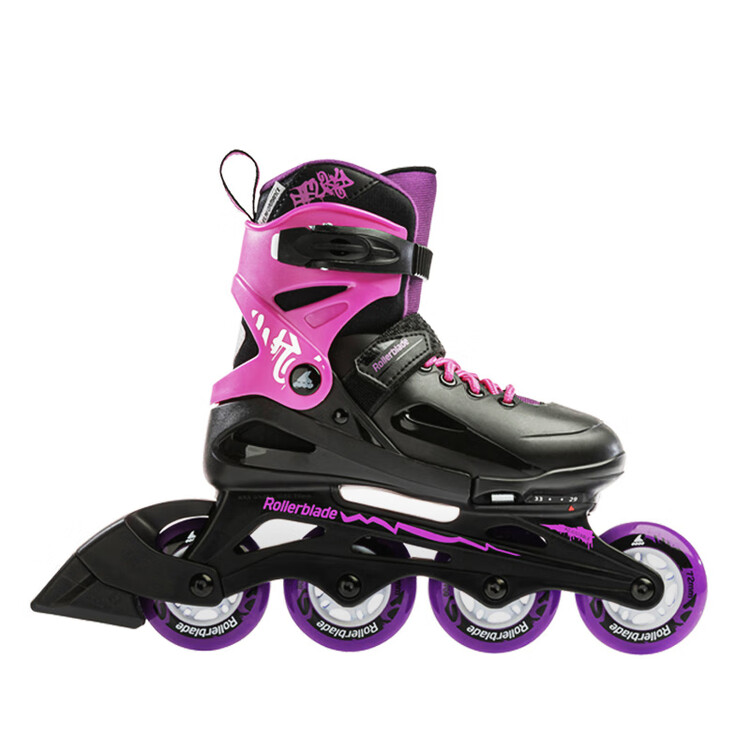 

RollerBlade Детские роликовые коньки Fury, для девочек и мальчиков, с регулируемыми креплениями, черно-розовые, размер S (29-33 см)