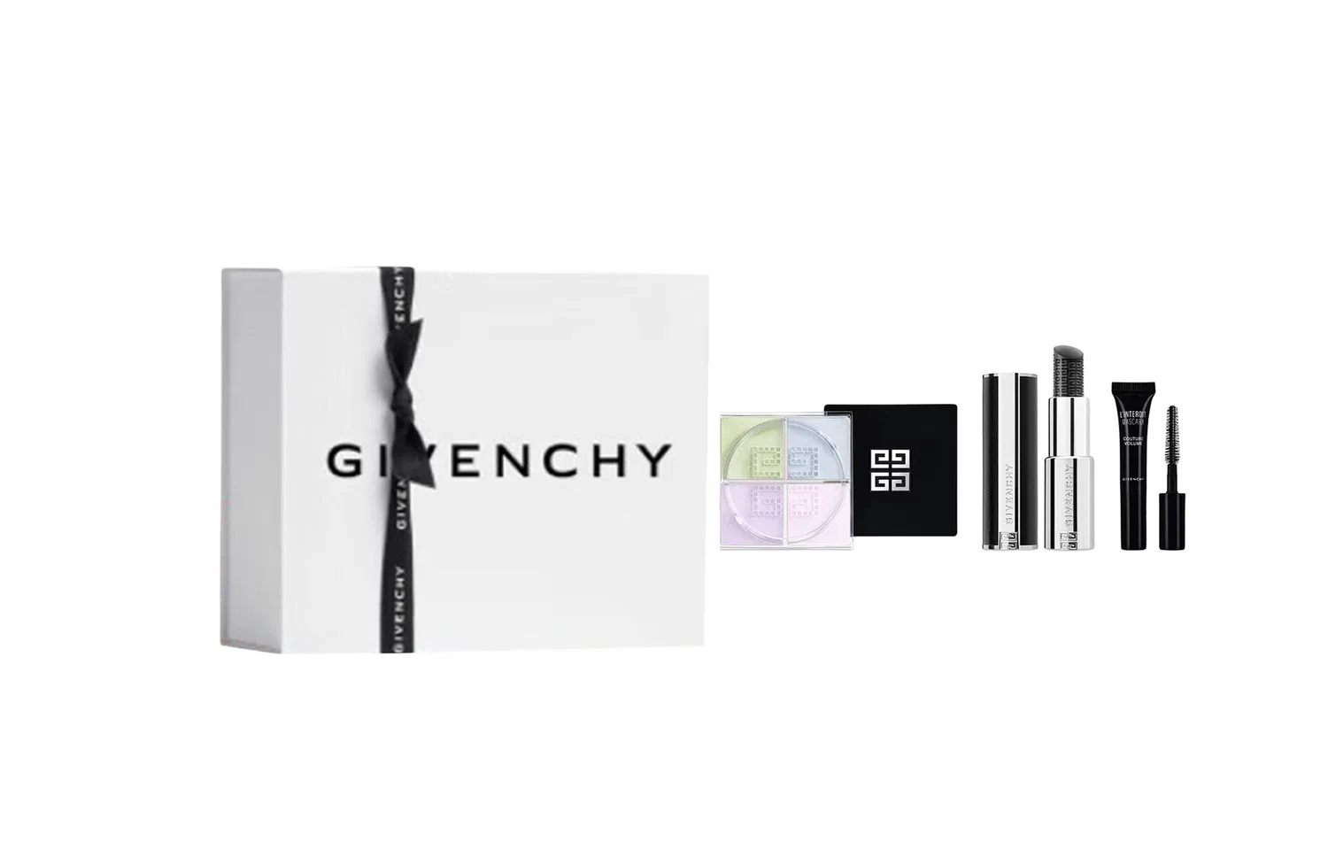 Набор косметики Givenchy: пудра, помада, тушь