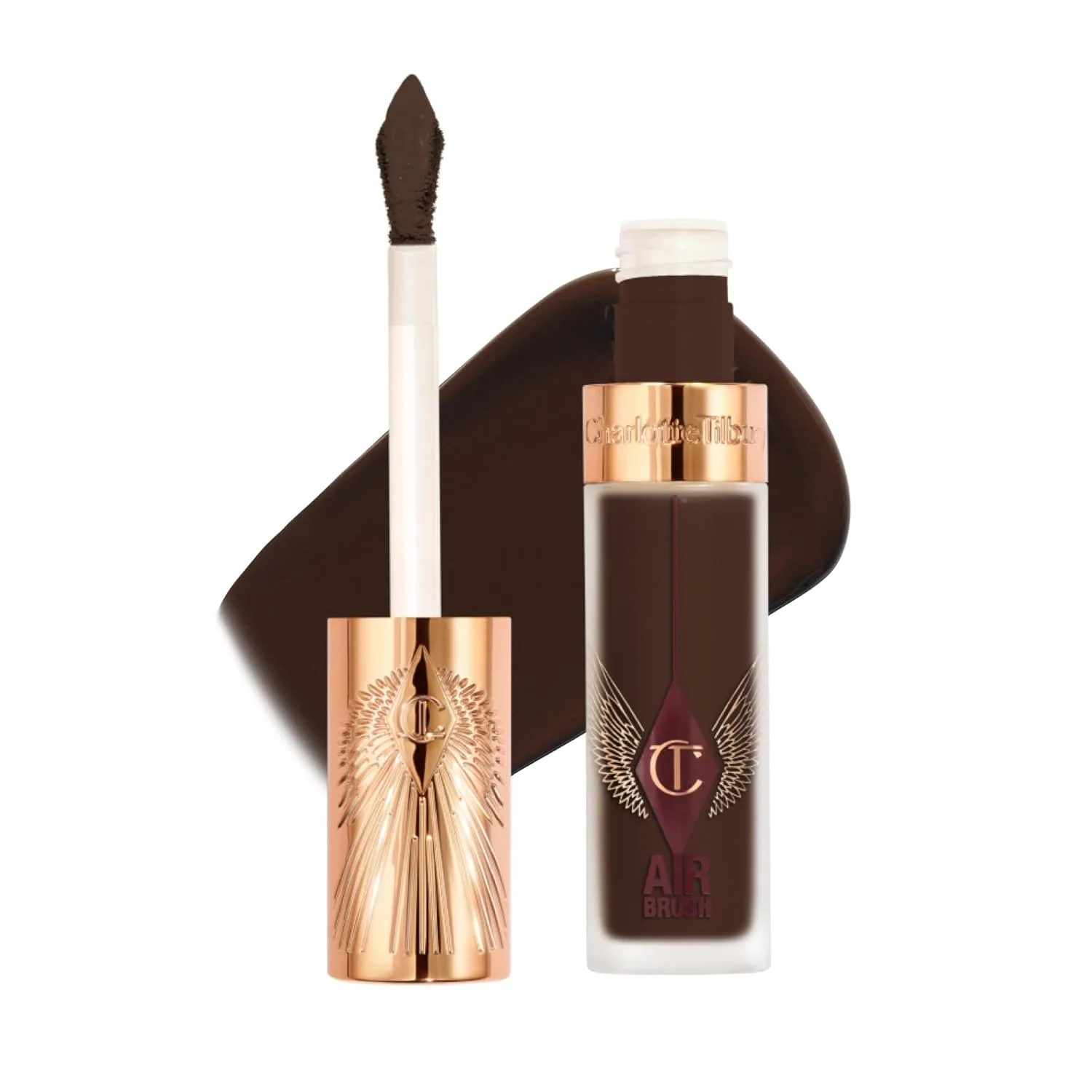 Charlotte Tilbury AIRbrush Flawless Blur Concealer - долговечный консилер для темных кругов, несовершенств и покраснений, увлажняющий, стойкий к складкам, с полным покрытием и натуральным матовым финишем, 17.5 Deep - Deep with warm undertones