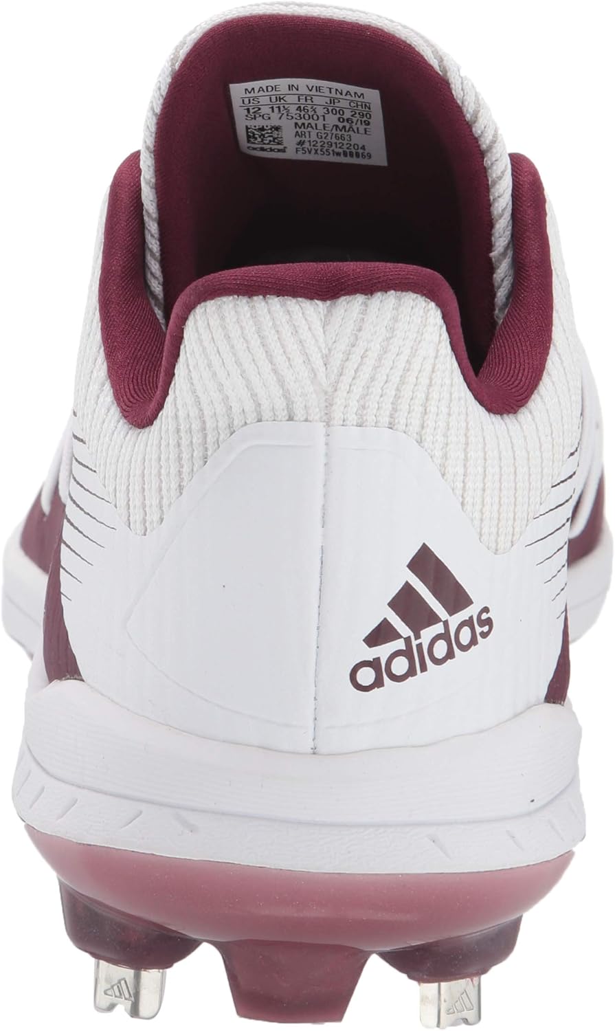 Бейсбольные бутсы для мужчин Adidas Afterburner 6, белый/бордовый — фото 3