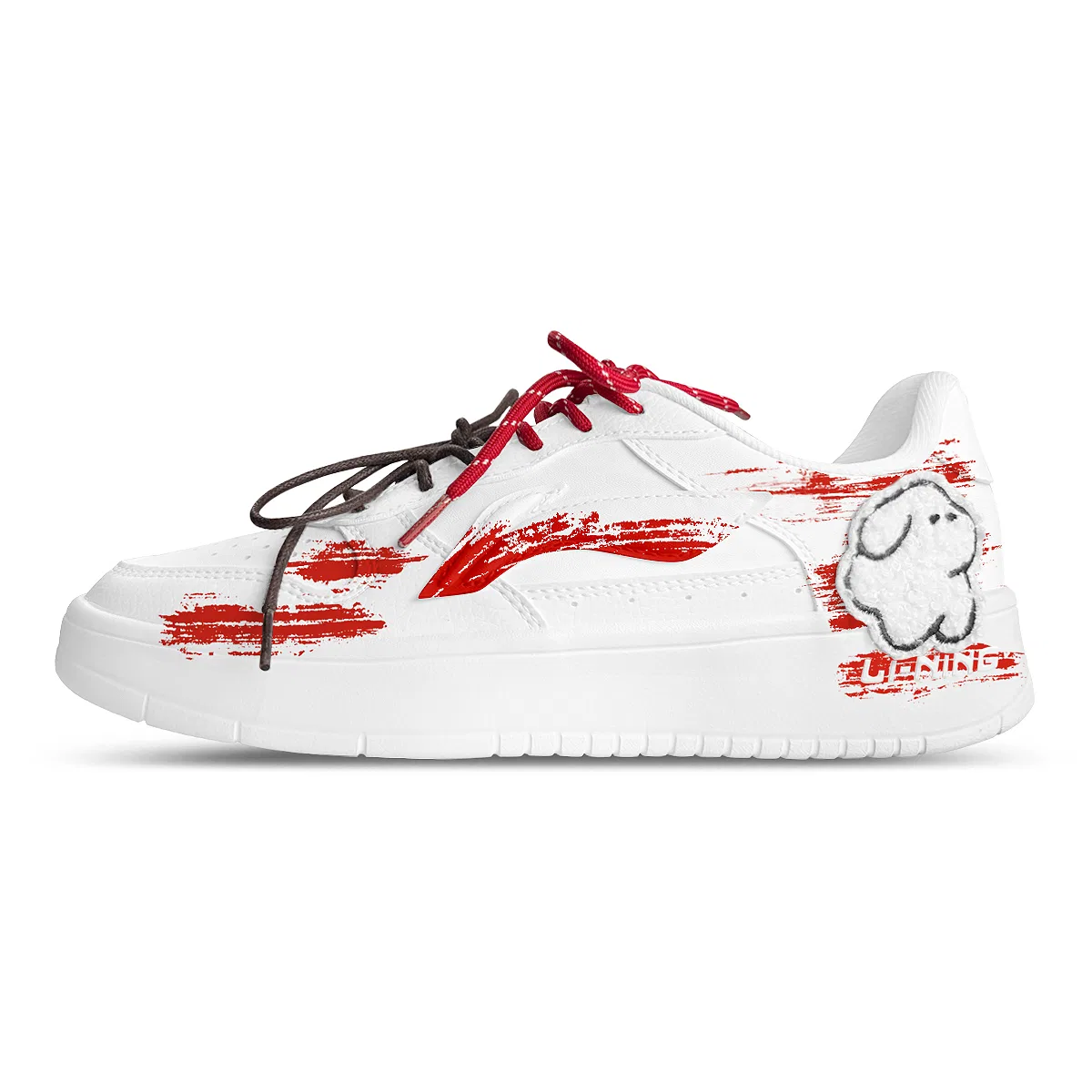 Кроссовки скейтбордические Floating Boat Li-Ning бело-красные — фото 3