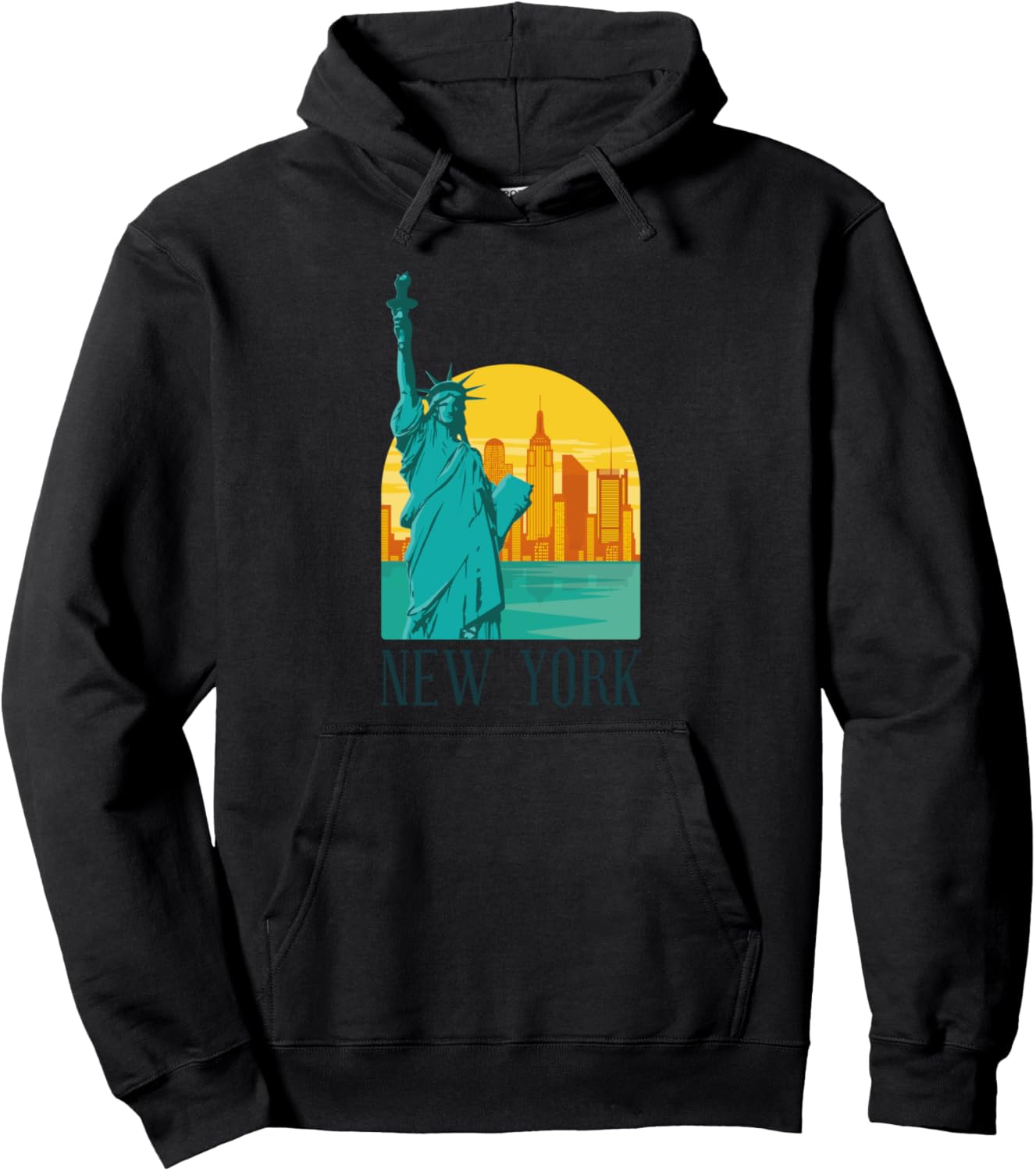 

Худи с силуэтом небоскребов Нью-Йорка, США Us United States City Skylines Silhouette Outline, черный