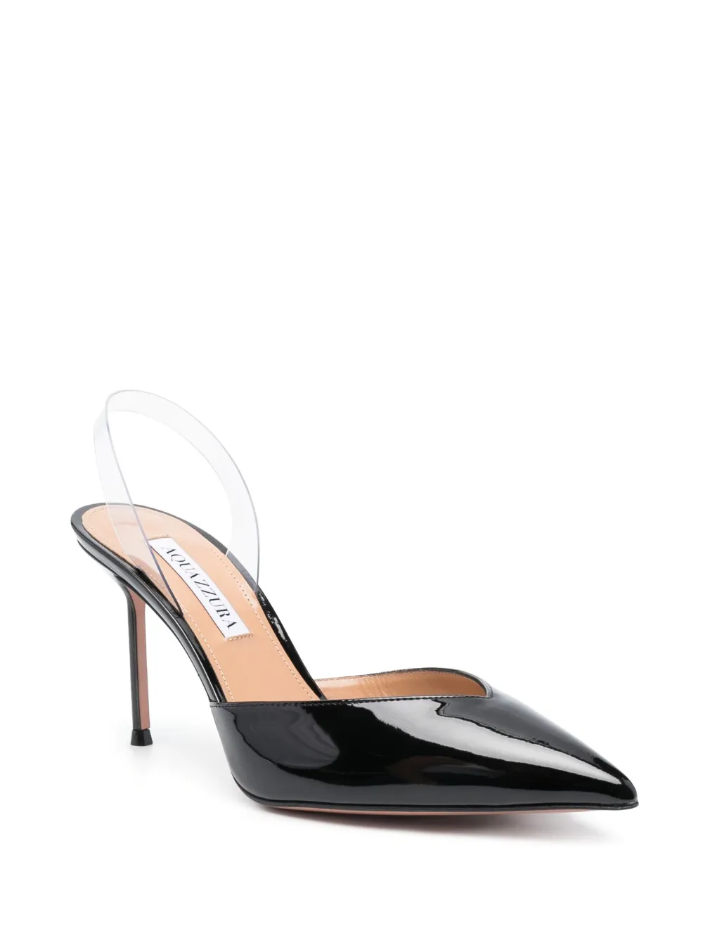 Туфли V Plexi 90 с ремешком на пятке Aquazzura, черный — фото 2