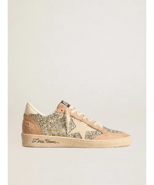 Женские кеды из кожи и текстиля Ball Star GOLDEN GOOSE розовые — фото 3