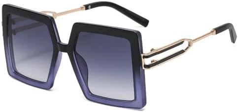 

Модные большие квадратные солнцезащитные очки для мужчин, трендовые градиентные оттенки UV400 для женщин, ретро-очки оранжевого и шампанского цвета MTZJH, Black Purple Gray