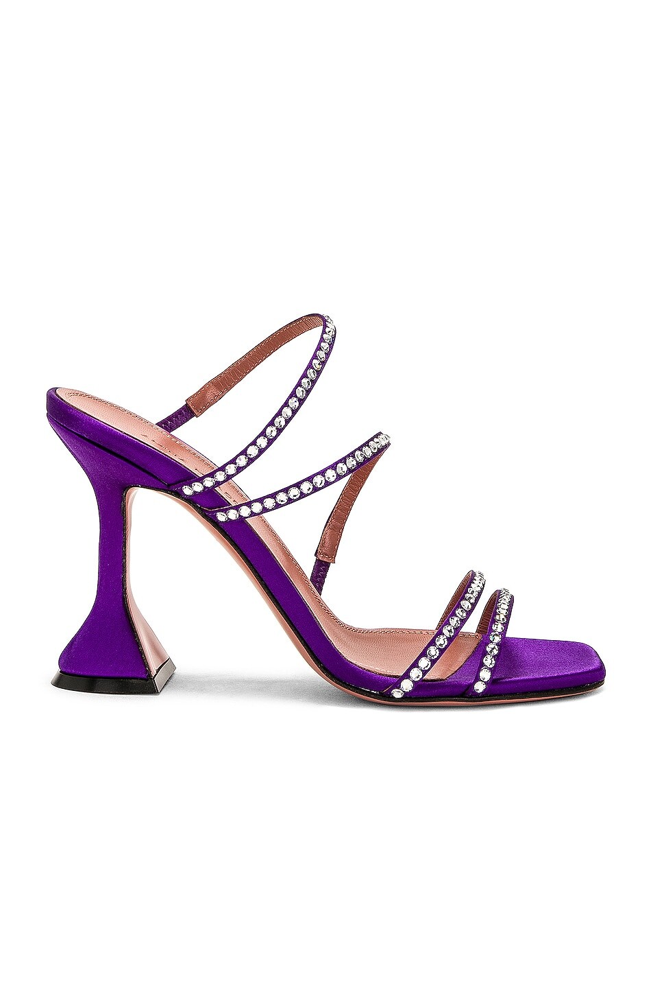 

Атласные мюли Naima с кристаллами Amina Muaddi, цвет Purple & White