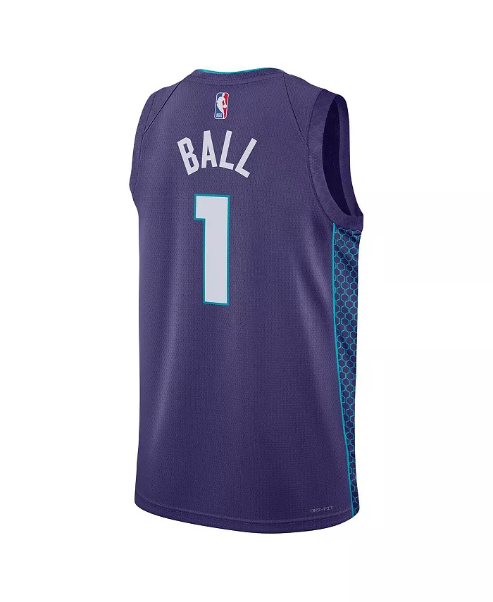 Мужская баскетбольная майка Charlotte Hornets Statement Edition Swingman Ламело Болла в фиолетовом цвете Jordan — фото 2
