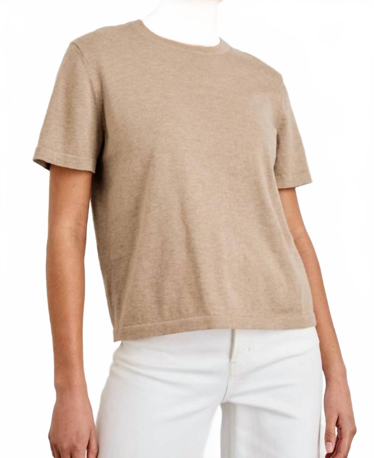 

Rails Футболка с коротким рукавом из хлопка и кашемира, цвет меланж овсяный