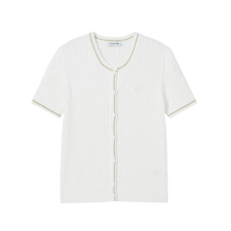 Кардиган LACOSTE, с круглым вырезом, трикотажный, темно-синий — фото 3