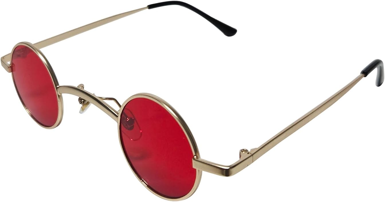 

Ретро-солнцезащитные очки с длинной перемычкой из сплава — стильные винтажные очки с прочной металлической оправой, защита от УФ-излучения UV400 для мужчин и женщин Generic, Gold Red