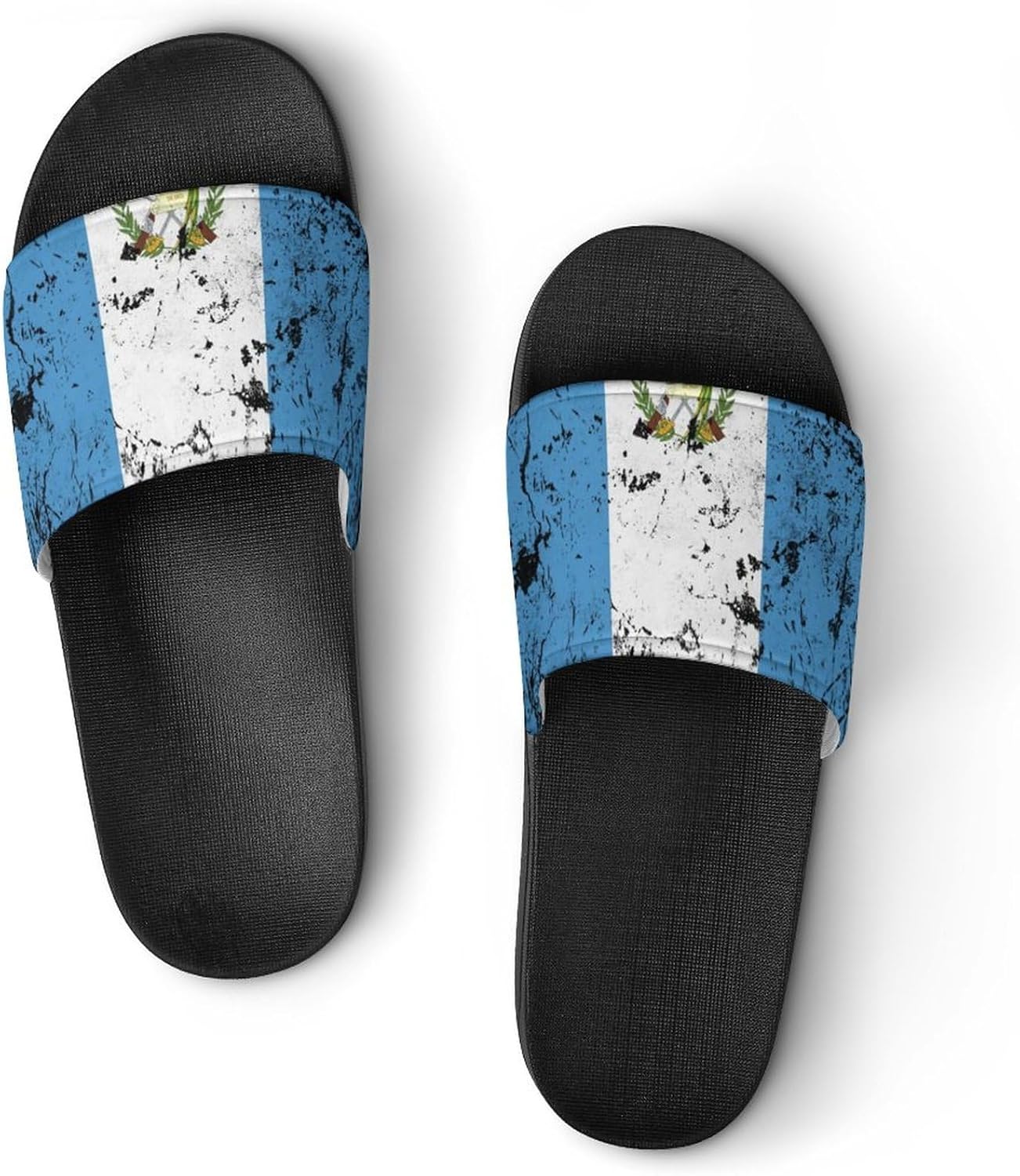 

GTABVECT Гранж текстура Флаг Гватемалы Тапочки для душа Комнатные тапочки Быстросохнущие Противоскользящие Тапочки для ванной и бассейна Для женщин и мужчин ПВХ, черный