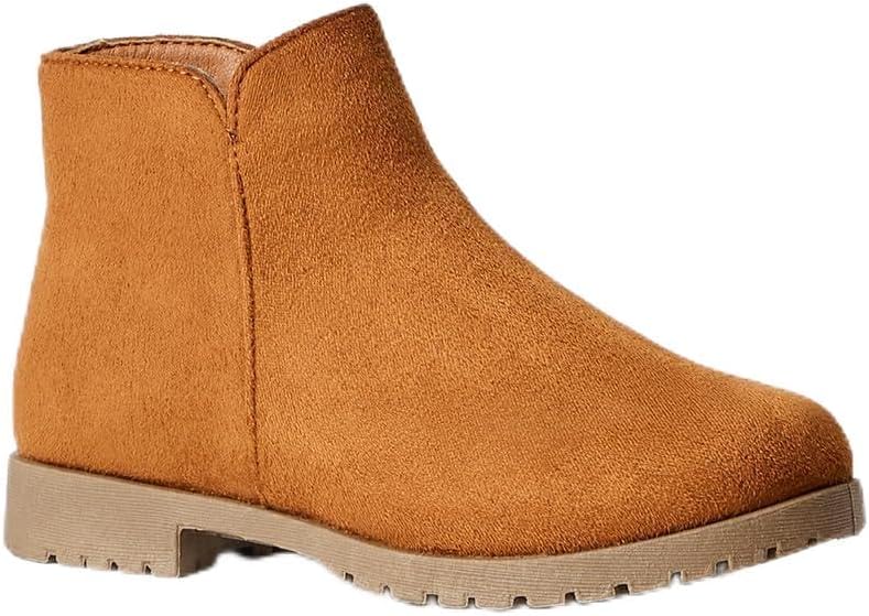 

Детские ботинки FabKids для девочек, короткие ботильоны с боковой молнией, обувь для верховой езды на низком каблуке, праздничные ботинки для детей, Brown Suede