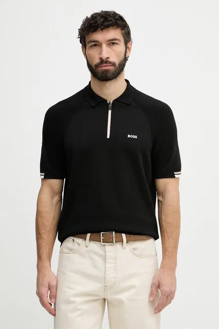 Свитер из смесового хлопка pullover BOSS Green, черный