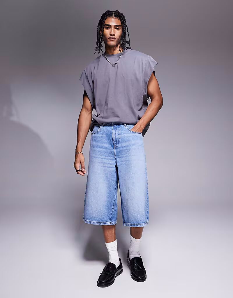

Удлиненные джинсовые шорты ASOS DESIGN светло-голубого цвета