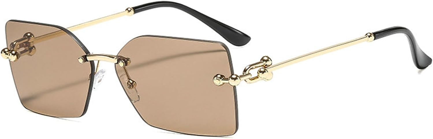 

Солнцезащитные очки без оправы прямоугольной формы для мужчин и женщин. Стильные солнцезащитные очки без оправы в винтажном стиле, квадратные, для летних путешествий willochra, C4