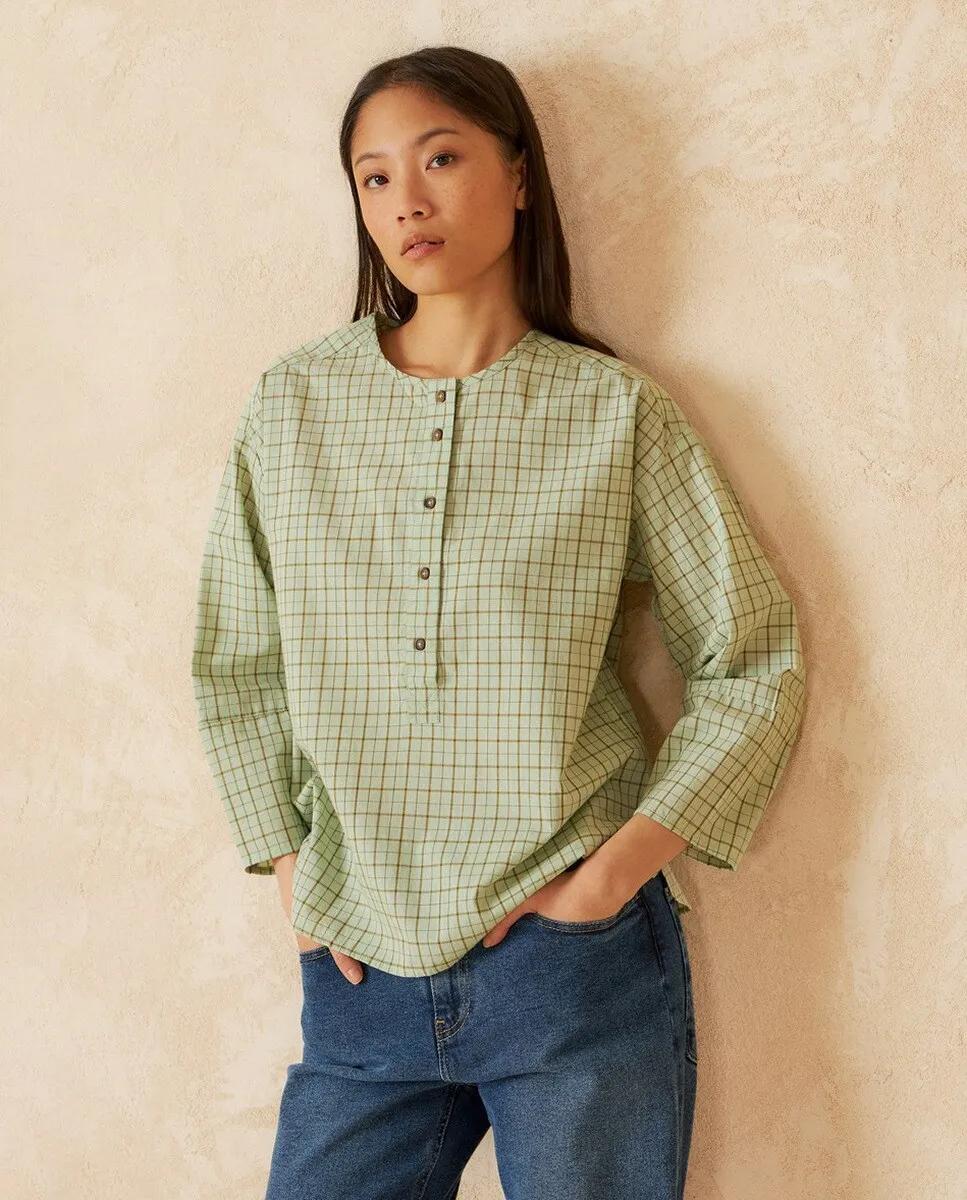 

Женская блузка с круглым вырезом и рукавом три четверти Indi & Cold, цвет Verde Agua