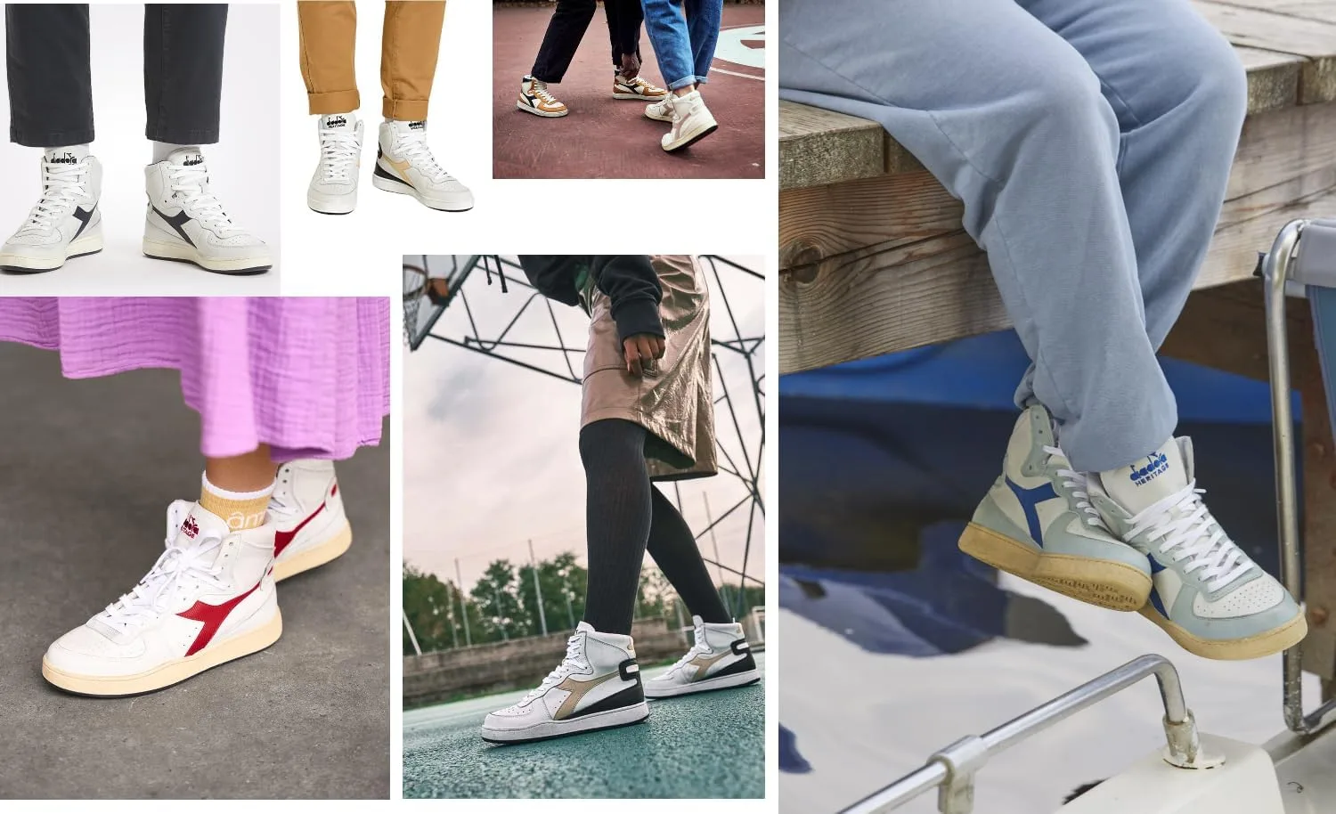 Diadora Heritage, MI Basket H Leather MDS, стильные повседневные кроссовки унисекс, белый/зеленый