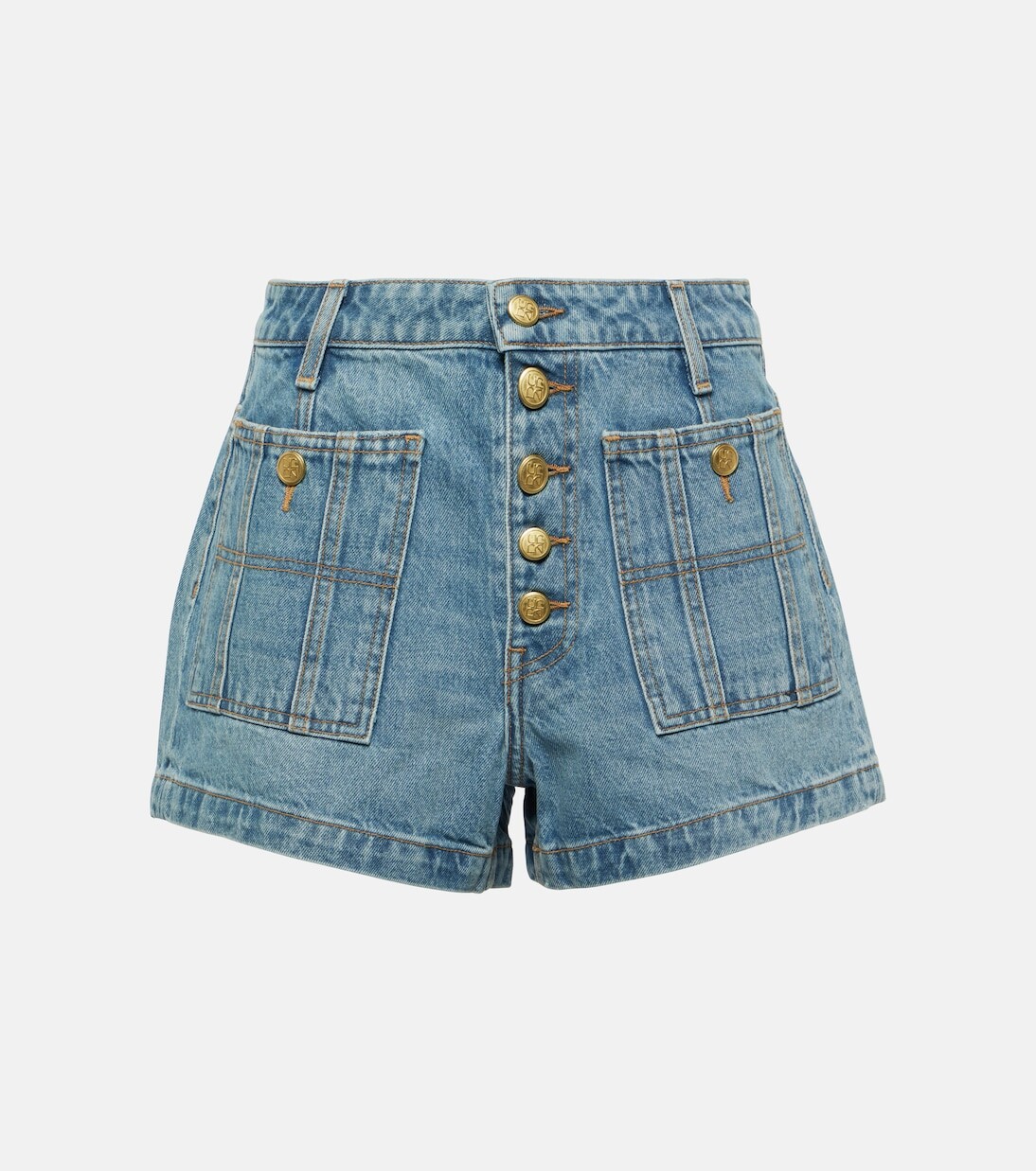

Джинсовые шорты с высокой посадкой Ulla Johnson, синий