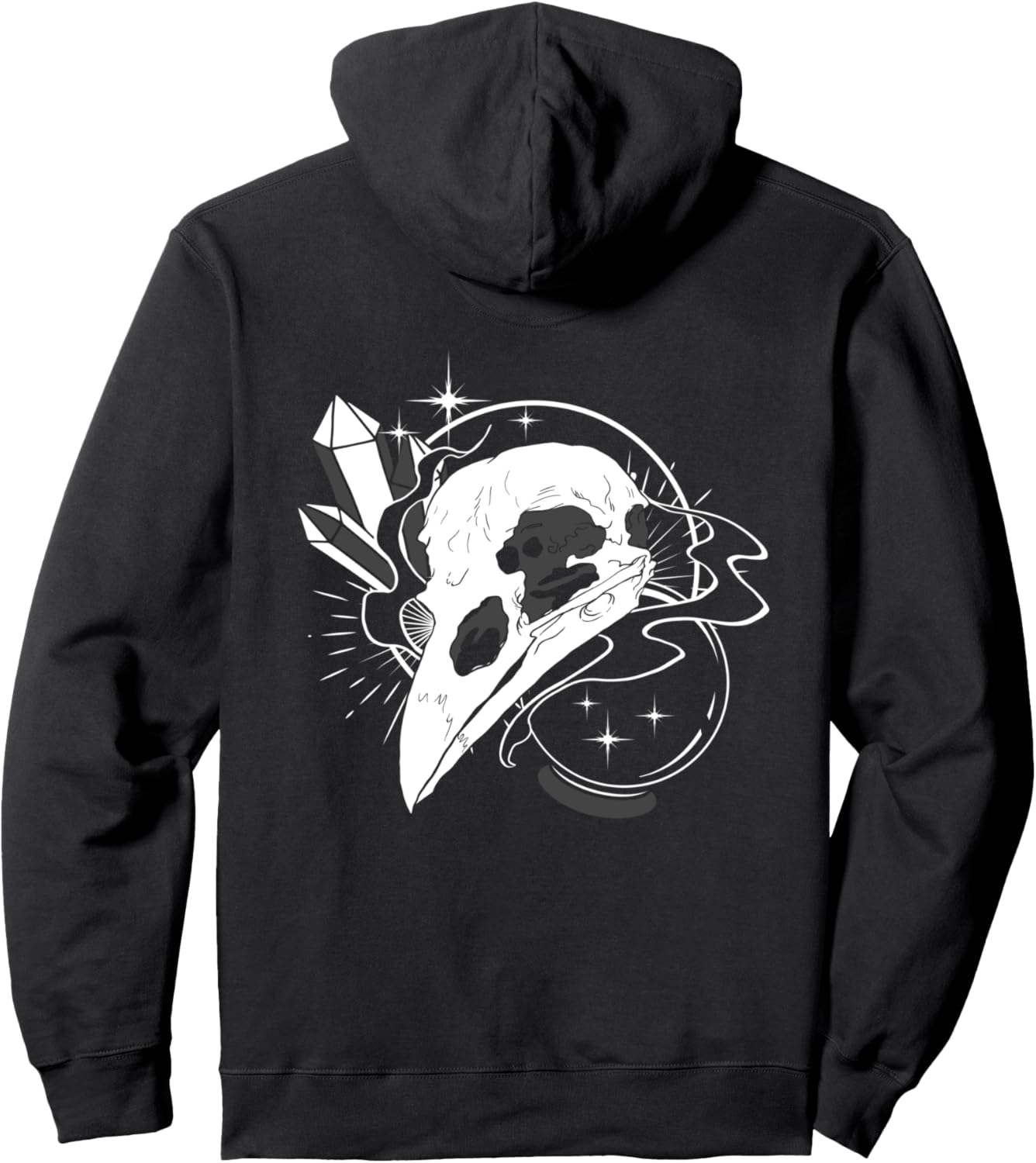 

Толстовка с капюшоном с изображением черепа, цыганского символа гадания, экстрасенсорных способностей, чакр и кристаллов Gypsy Sweater By Crushretro, черный