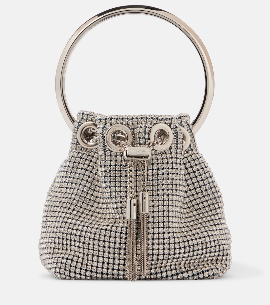 

Сумка-ведро Bon Bon Micro с декоративными элементами Jimmy Choo, серебряный