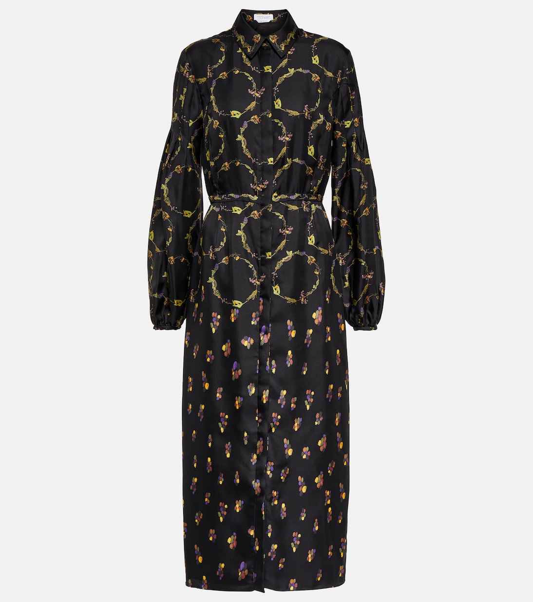 

Платье макси из шелкового твила с принтом Mauri Gabriela Hearst, черный