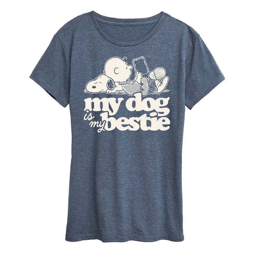 

Женская футболка с рисунком Peanuts Snoopy & Charlie Brown My Dog Is My Bestie Licensed Character, цвет Heather Blue