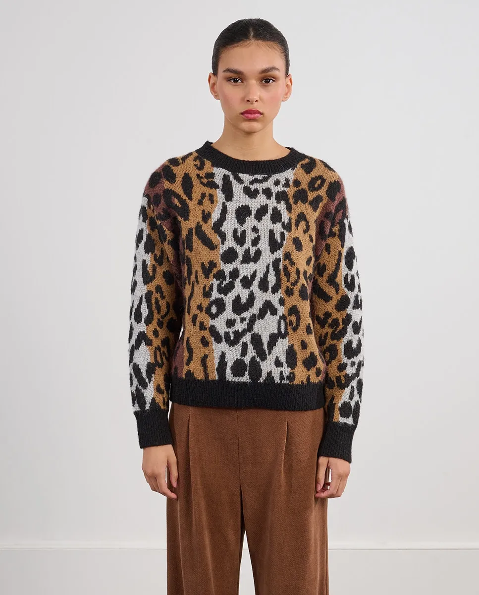 

Женский джемпер с длинным рукавом с животным принтом Lili Sidonio, коричневый