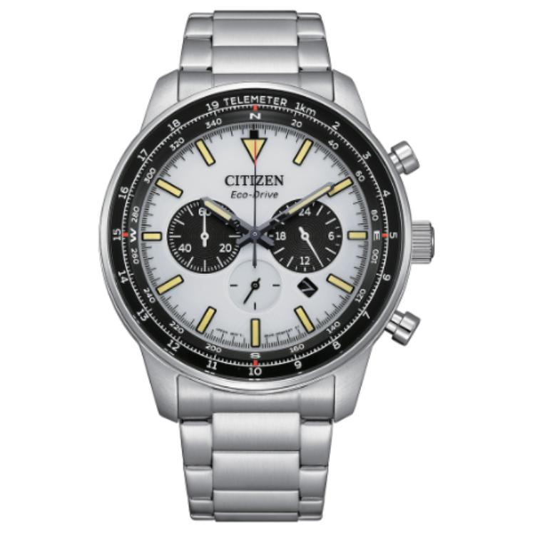 

CITIZEN Часы Wrist Watch Collection Light Powered Quartz Movement Stainless Steel Strap Watch 44mm Men's Watch White Dial, White Dial