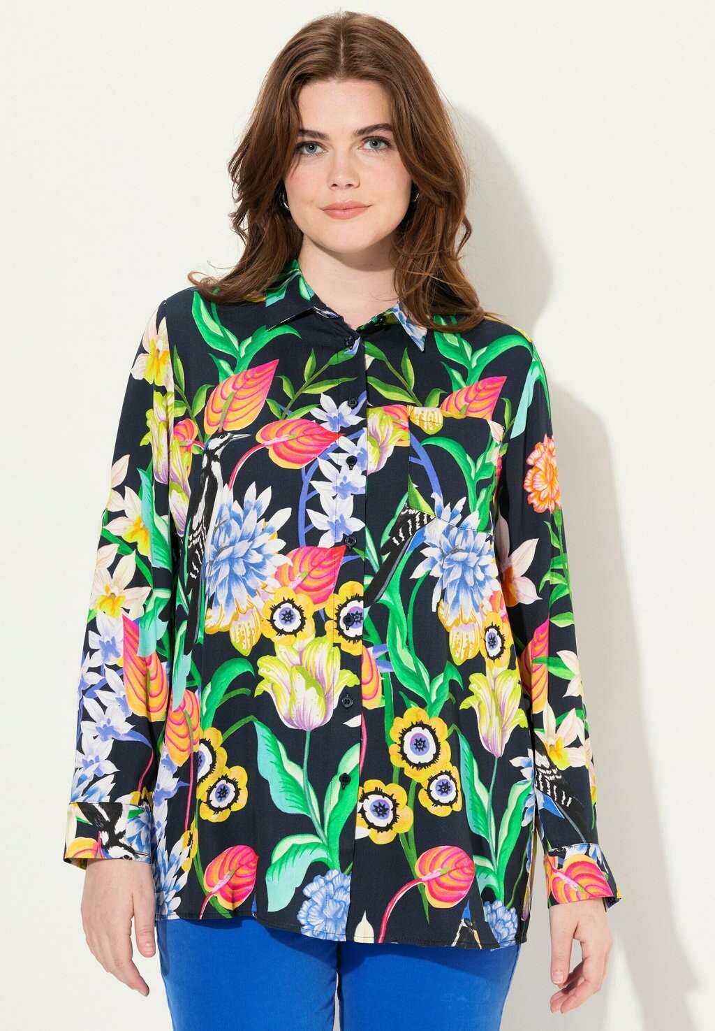 

Блузка на пуговицах COUNTRY FLORAL PRINT LONG SLEEVE Ulla Popken, мультиколор