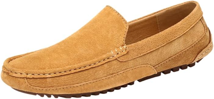 

Мокасины для мужчин Hhhchpm Penny, удобные водительские туфли на плоской подошве, слипоны из замши и кожи, обувь для лодки, коричневый