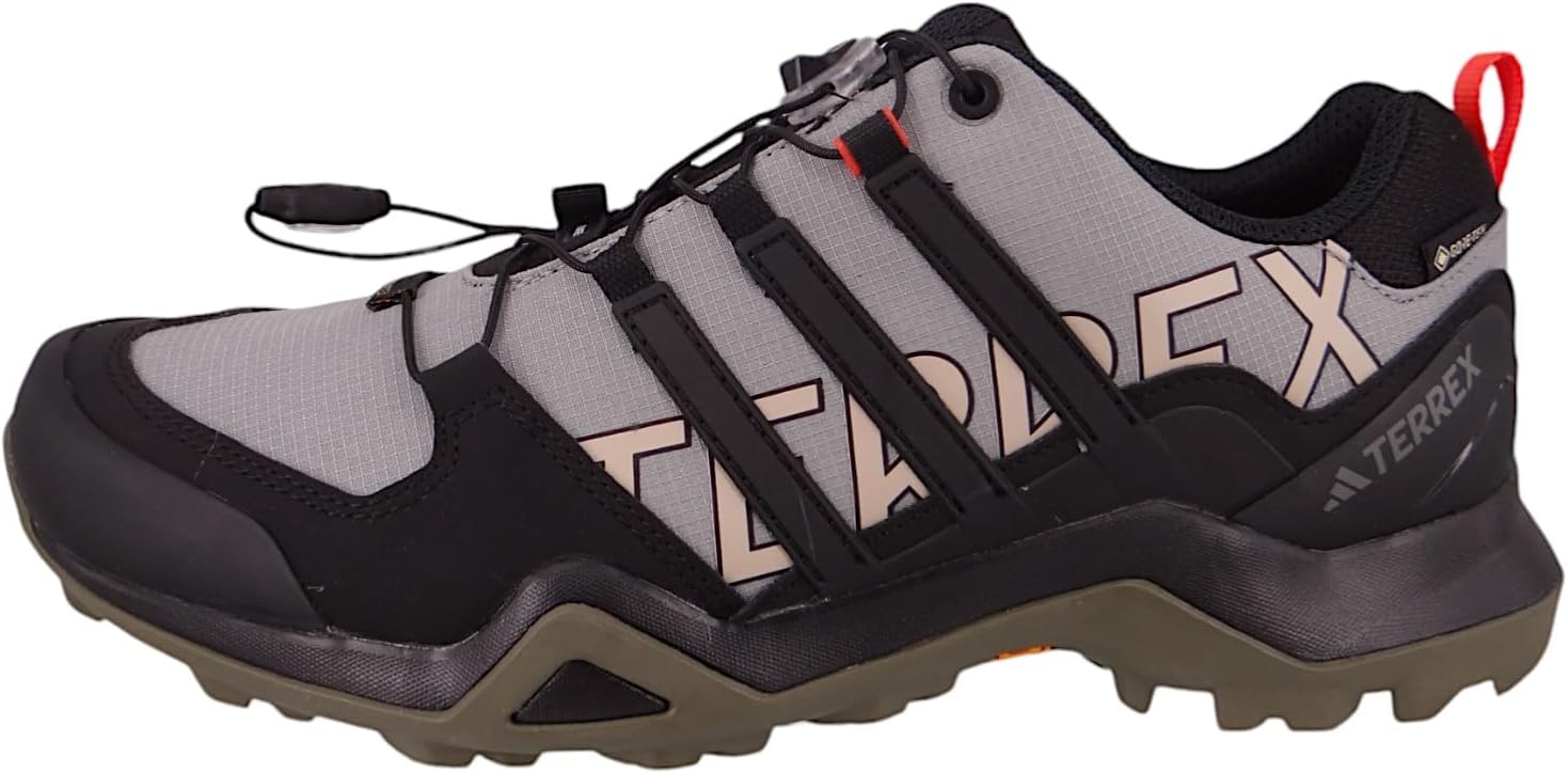 Мужские походные кроссовки adidas Terrex Swift R2 с Gore-tex, черный/серый/оливковый — фото 3
