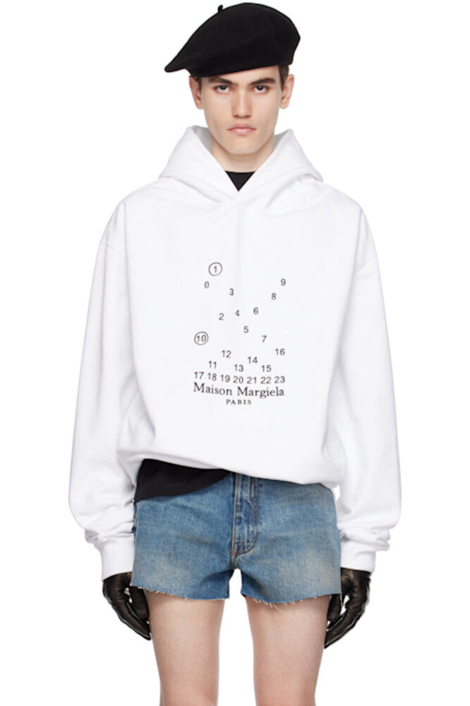

Белая вышитая толстовка с капюшоном Maison Margiela