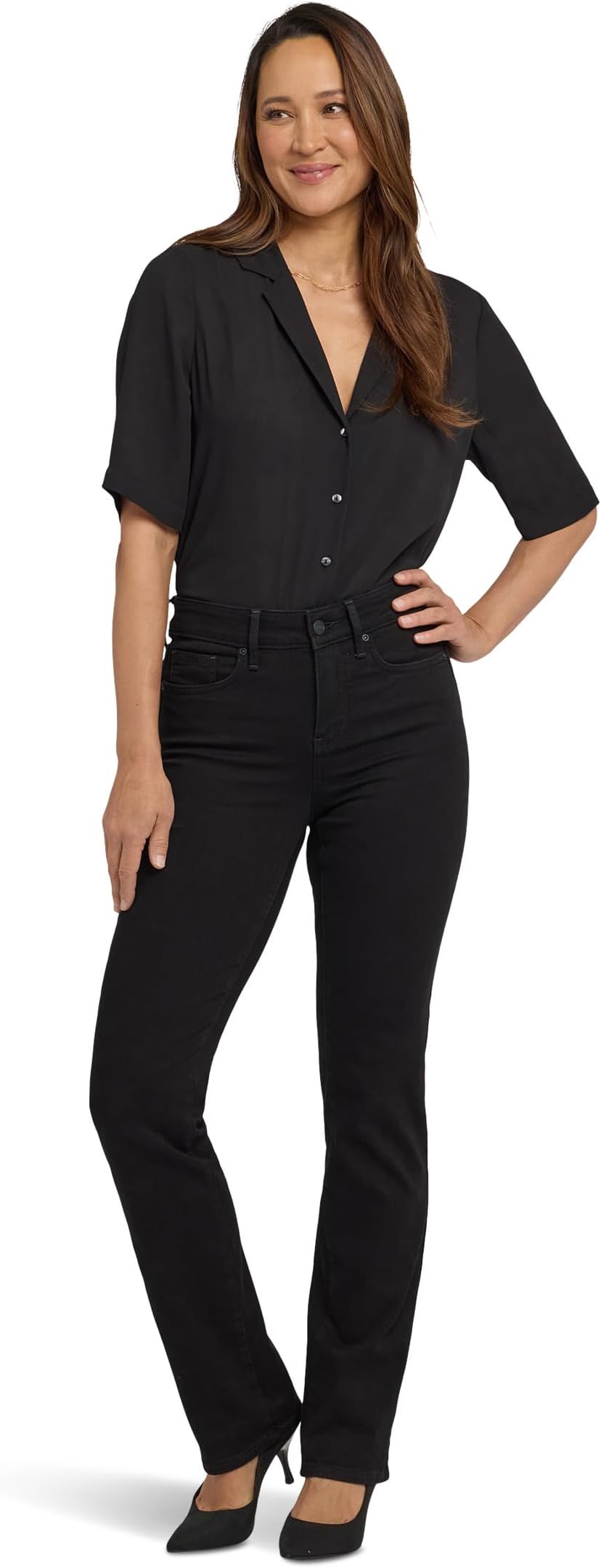 

Джинсы NYDJ Marilyn Straight Jeans in Black Rinse, цвет Black Rinse