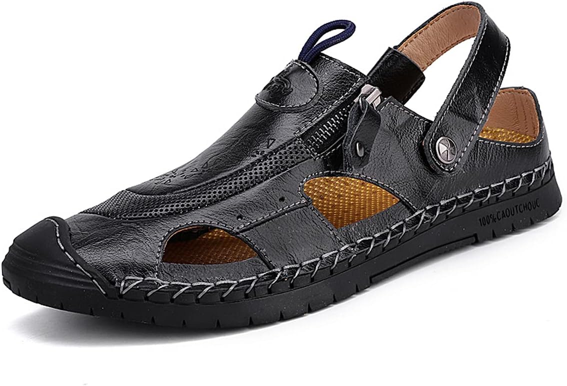 

Мужские пляжные сандалии для активного отдыха Aisfn, летние кожаные регулируемые модные повседневные туфли для прогулок, вождения и работы Asifn, черный