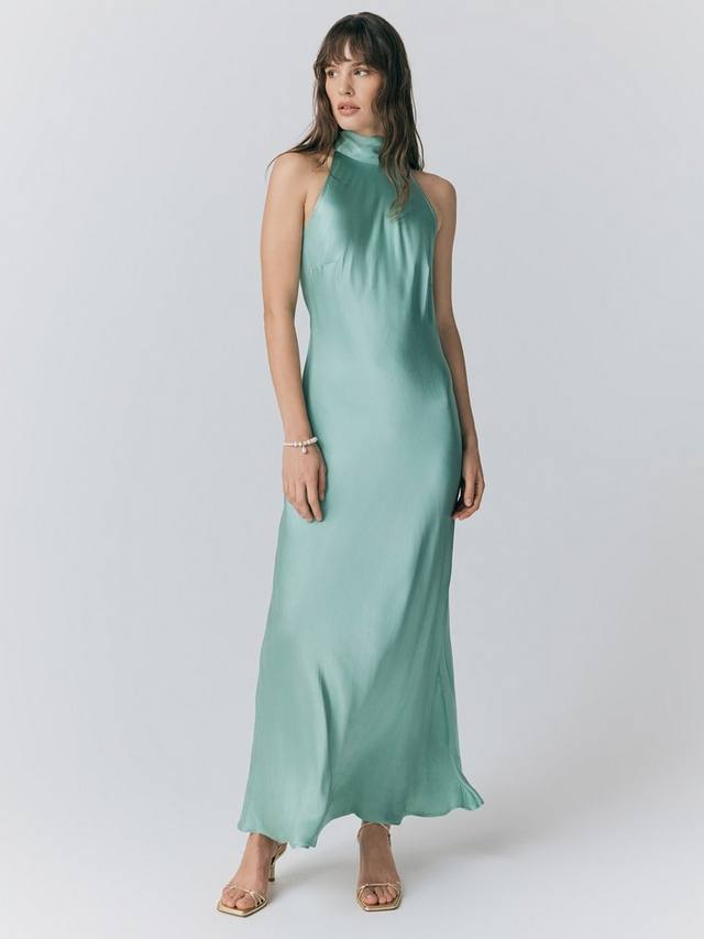 

Атласное платье миди с высоким воротом amaia Ghost, цвет Pastel Green
