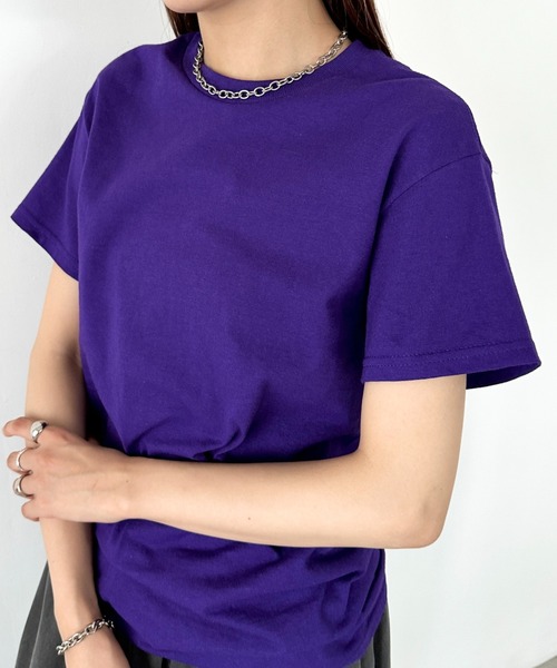 

Футболка с коротким рукавом, однотонная, с круглым вырезом, свободного кроя, 100% ультрахлопок, 178 г GILDAN, фиолетовый