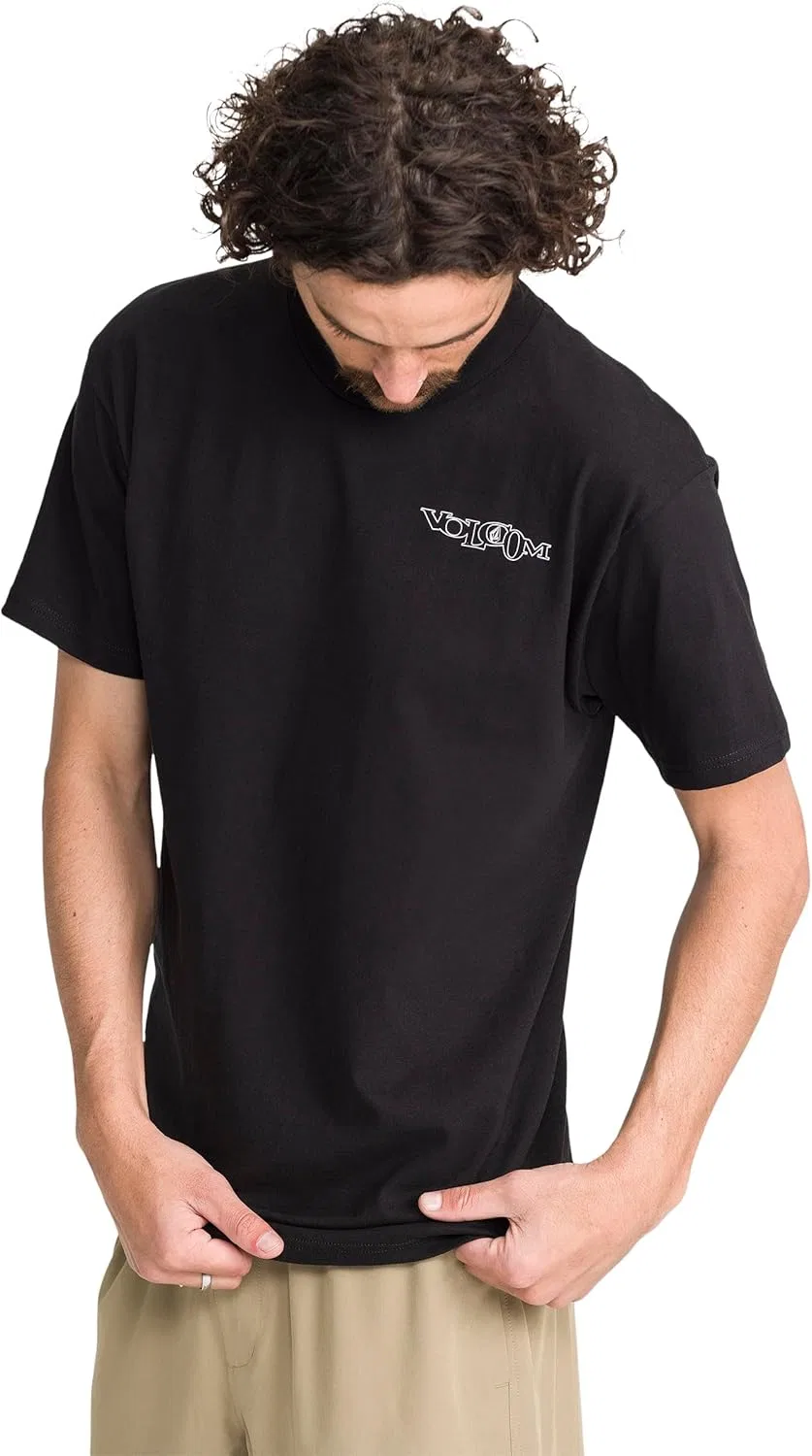 Мужская футболка с коротким рукавом Volcom, спортивная одежда для активного отдыха, черный — фото 2