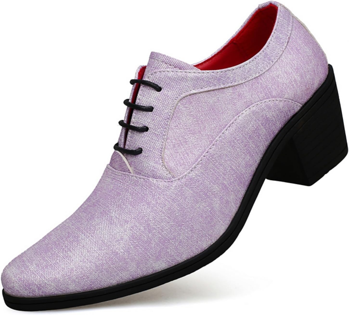 

Мужские туфли-оксфорды на шнуровке из мягкой кожи с средним каблуком, массивным каблуком, круглым носком Qwuieoin, фиолетовый