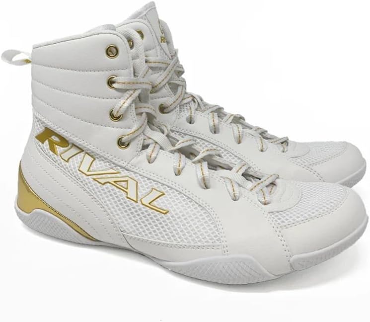 Боксерские кроссовки RIVAL Boxing RSX-Guerrero Deluxe Mid-Top с улучшенной внутренней посадкой, белый/золотой — фото 3