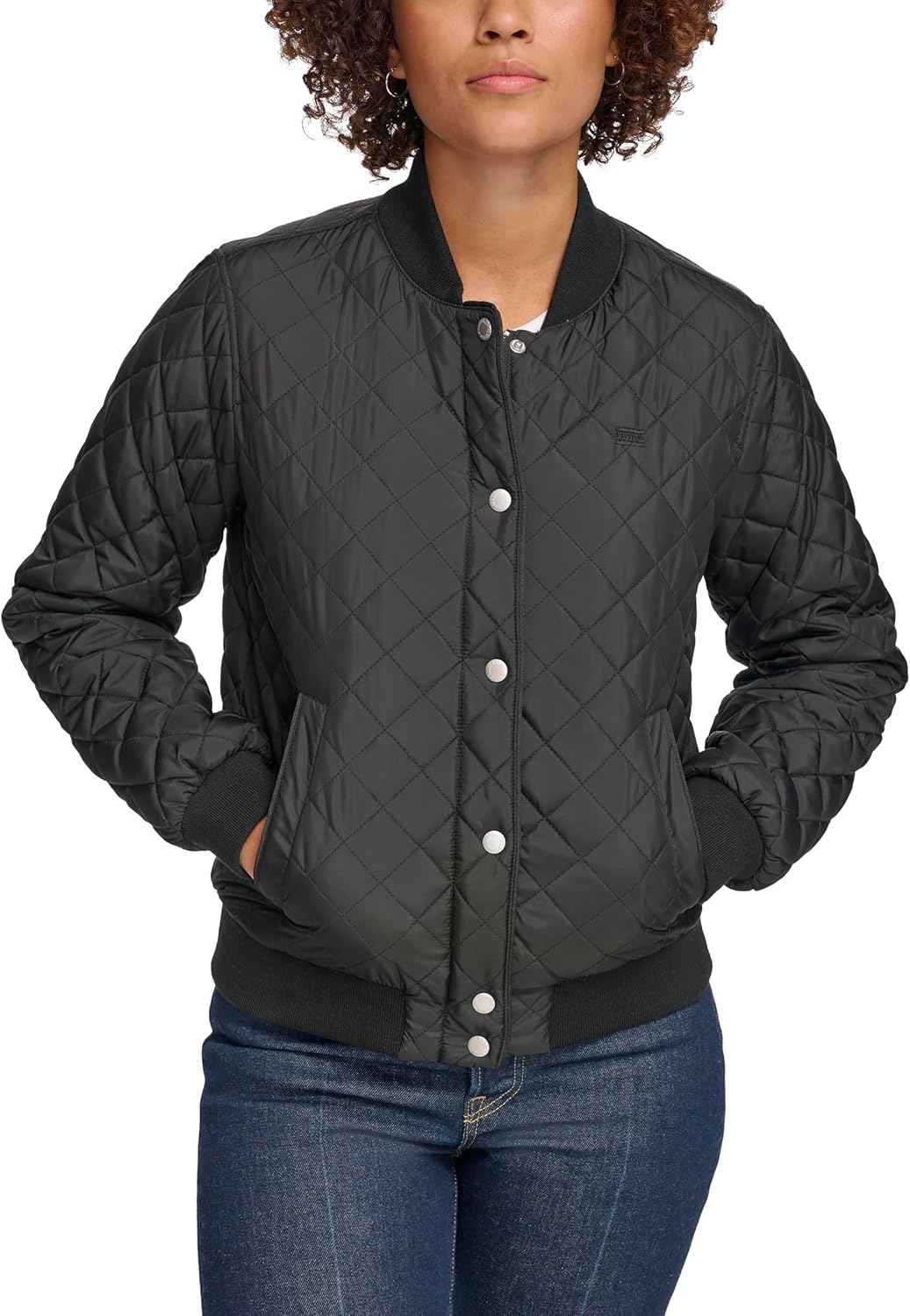 

Levi's Женская стеганая бомбер с бриллиантами, Black Sherpa Lined