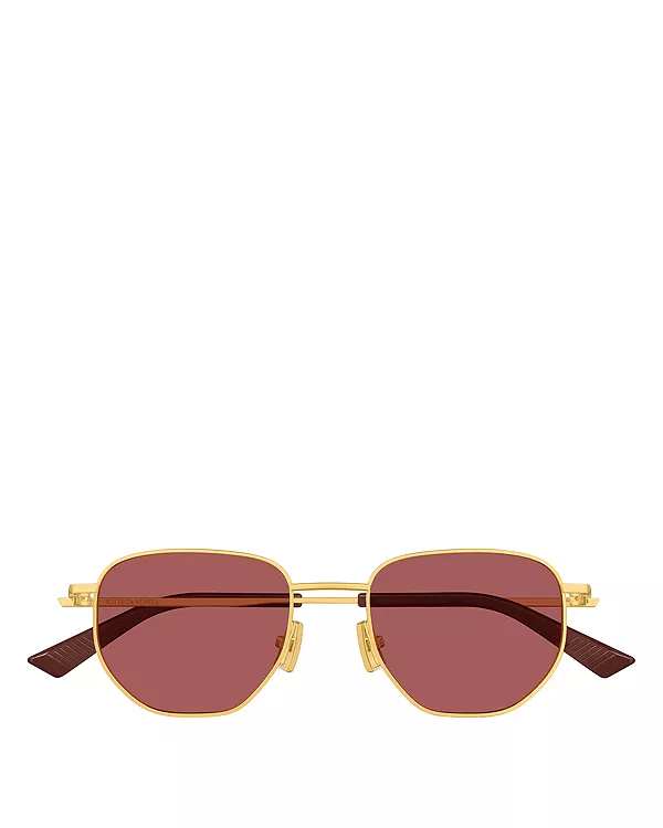 Квадратные солнцезащитные очки, 52 мм Bottega Veneta, золотой — фото 2