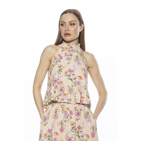 

Женский топ Roth с оборками и сборкой на бретелях Alexia Admor, цвет pink floral