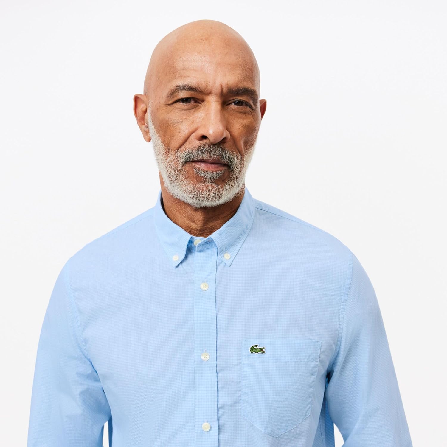 Lacoste мужская длинная рубашка в клетку Gingham на пуговицах, White/Overview — фото 2