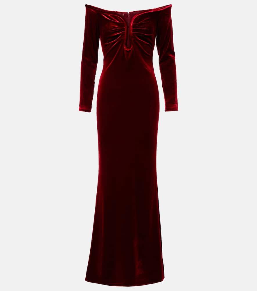 

Велюровое платье с открытыми плечами Roland Mouret, Dark Red