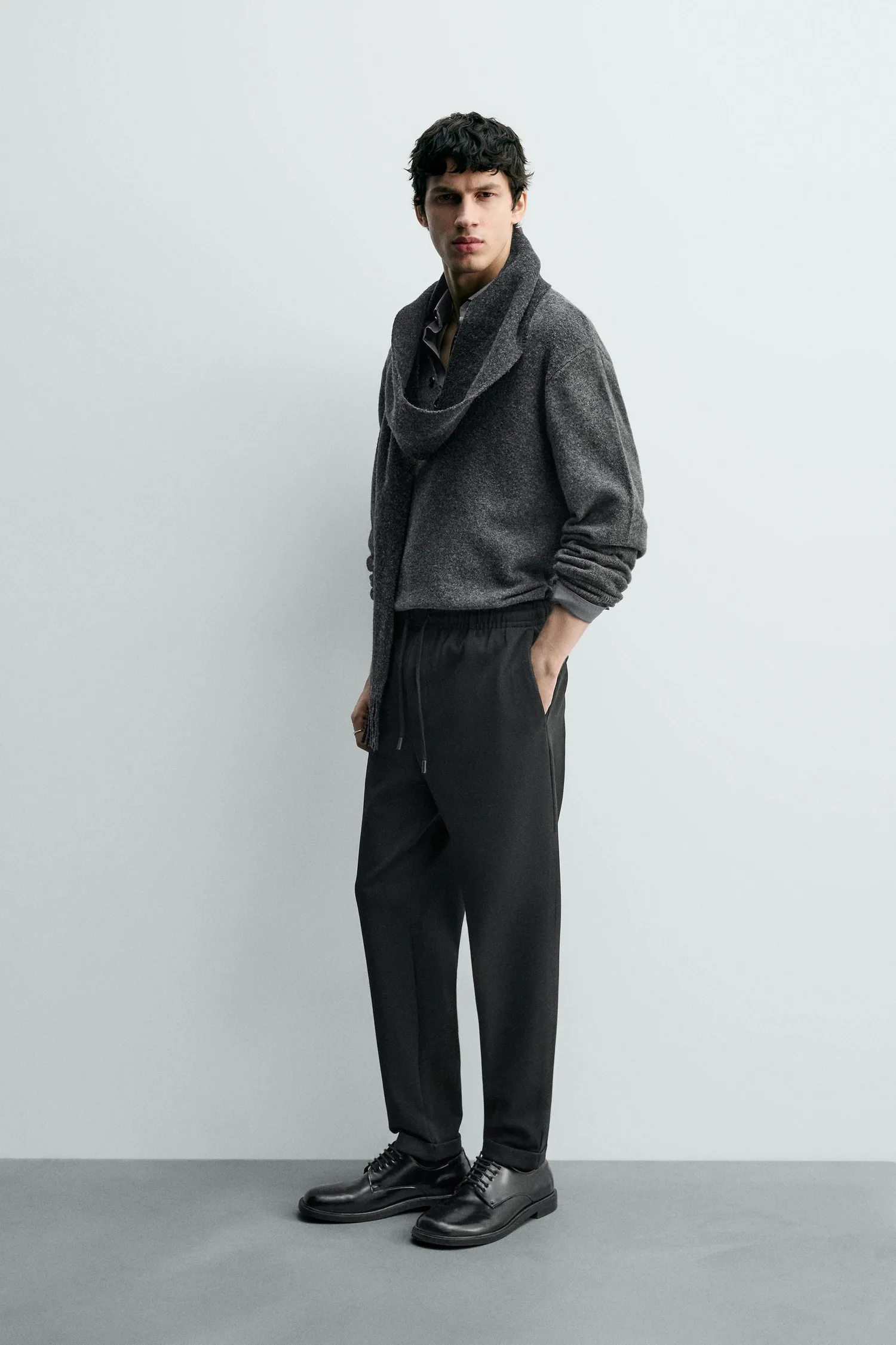 Легко чистящиеся спортивные брюки с завышенной талией Zara, черный — фото 4