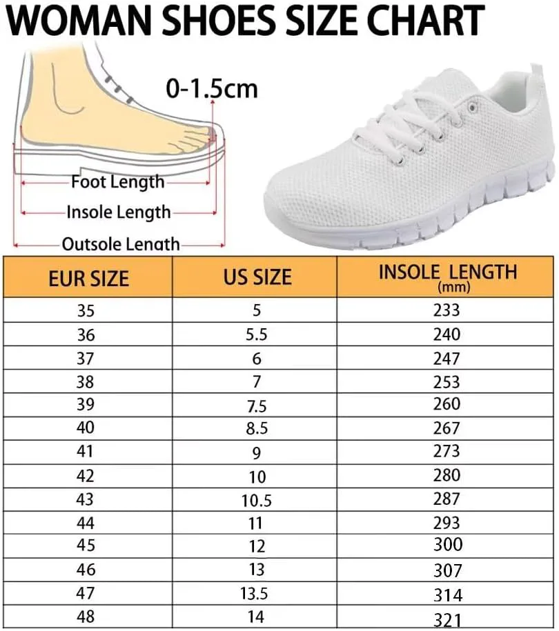

AmzPrint Женские спортивные туфли с легкой посадкой для походов и прогулок, белая подошва, кроссовки для бега по дороге, размеры 5.5-13.5 US