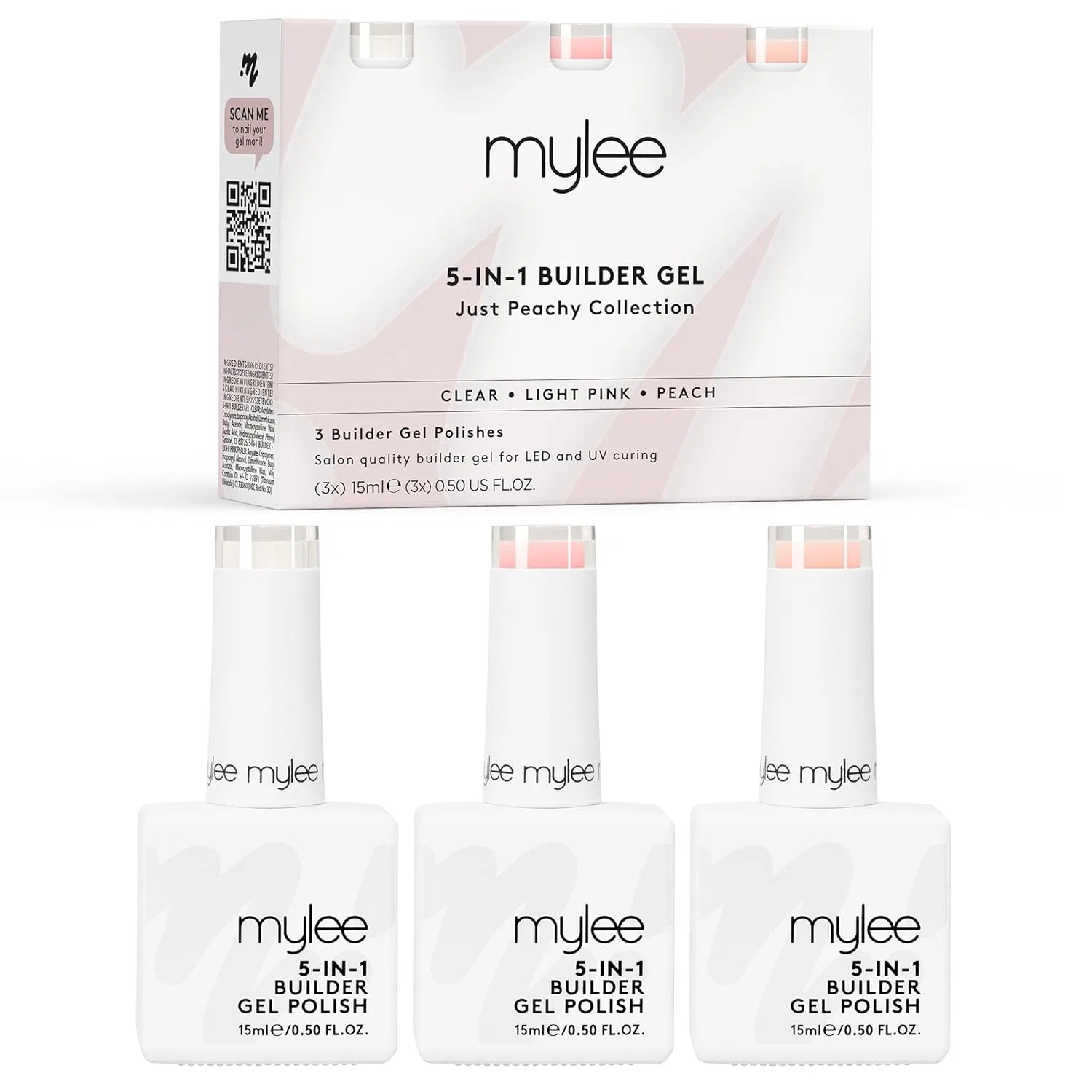 Стартовый набор Mylee 5-в-1 Building Gel Trio (3 x 15 мл) Mylee, Just Peachy