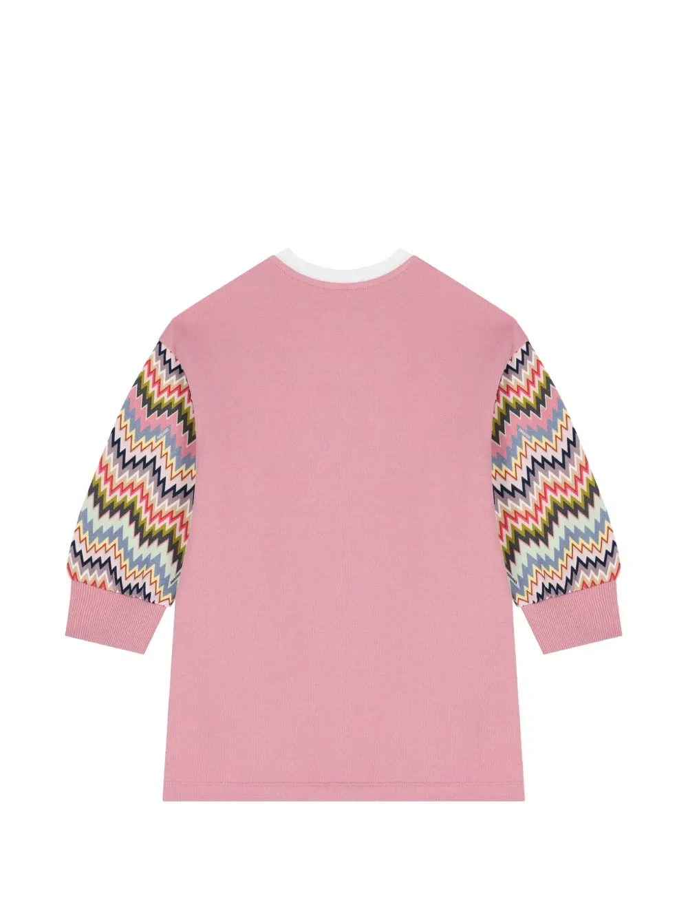 Платье с длинными рукавами и зигзагообразным принтом Missoni Kids, розовый — фото 2
